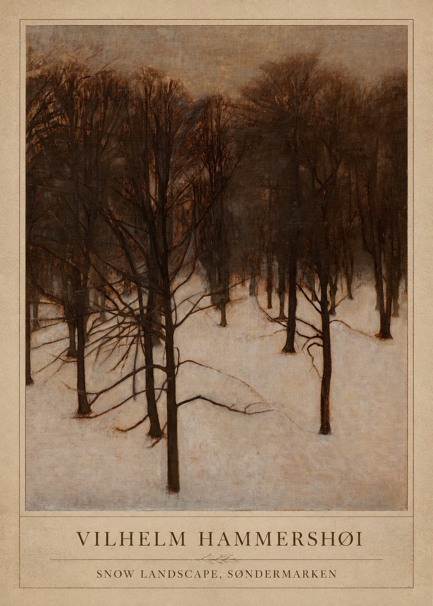 Vilhelm Hammershøi Snow Landscape, Søndermarken No1 - Affiche