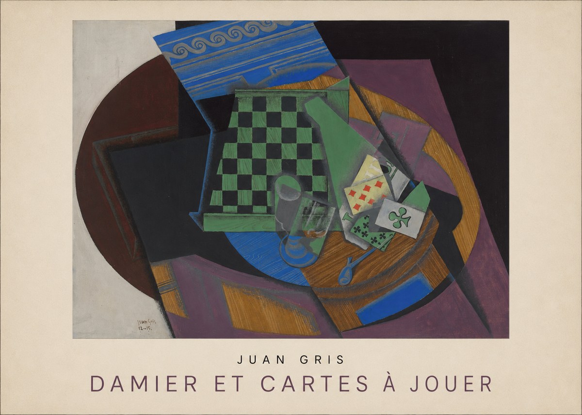 Juan Gris Damier Et Cartes À Jouer No3 - Affiche