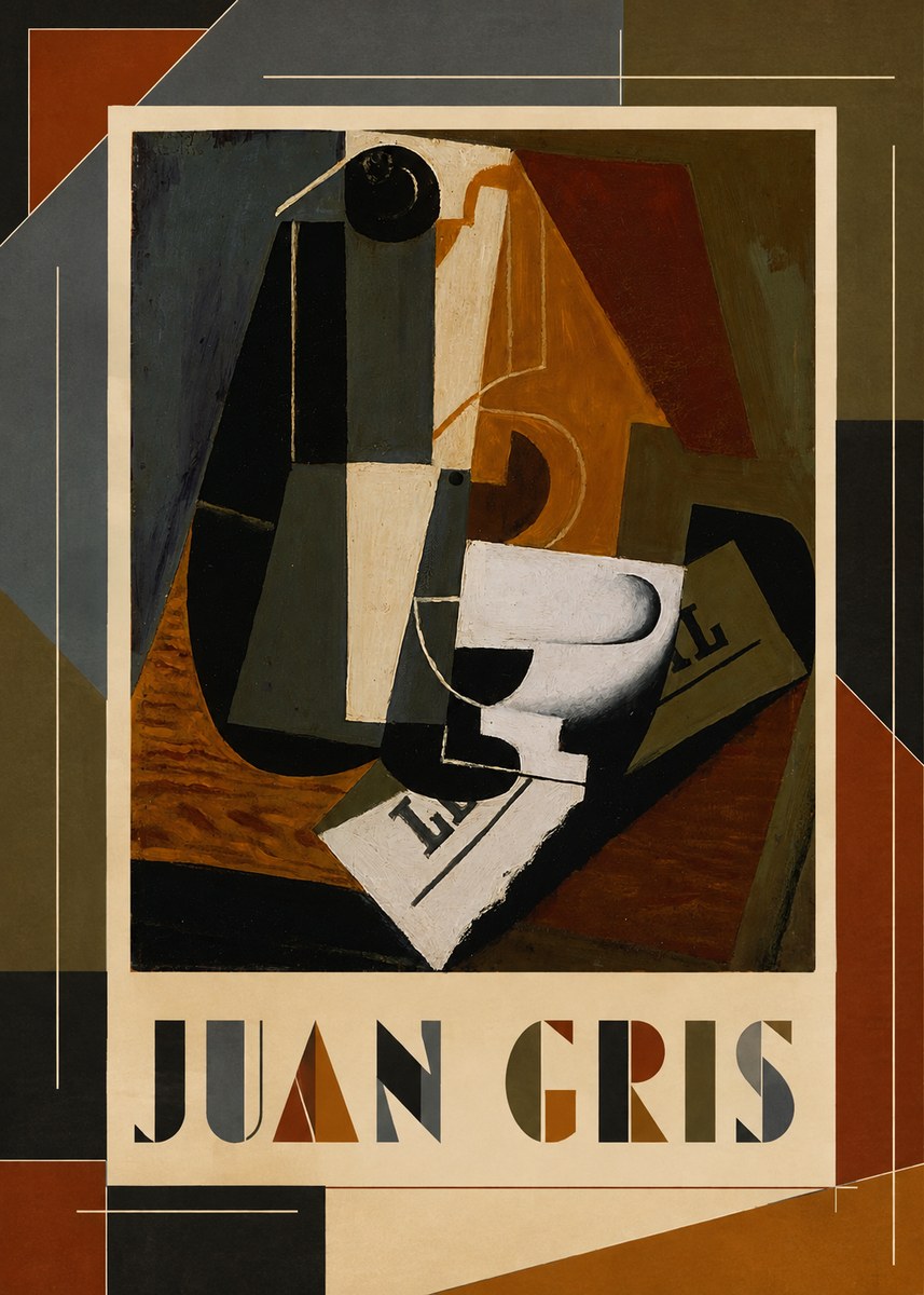 Juan Gris Glass and Bottle No1 - Affiche