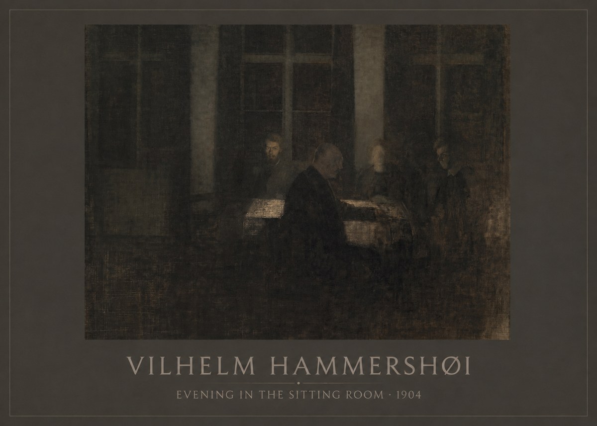 Vilhelm Hammershøi Evening in the Sitting Room No1 - Affiche