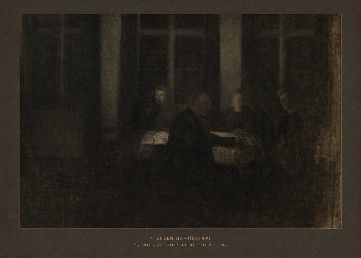 Vilhelm Hammershøi Evening in the Sitting Room No5 - Affiche