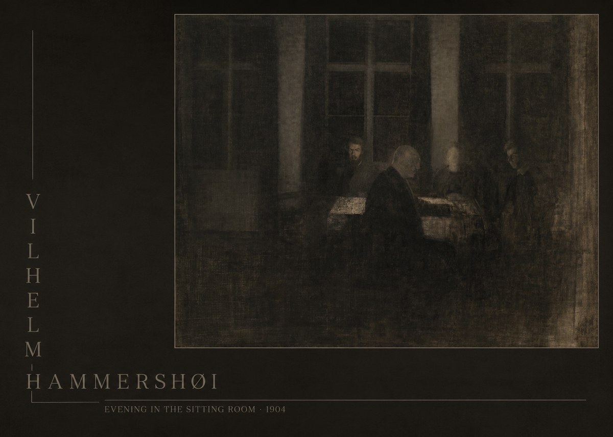 Vilhelm Hammershøi Evening in the Sitting Room No6 - Affiche