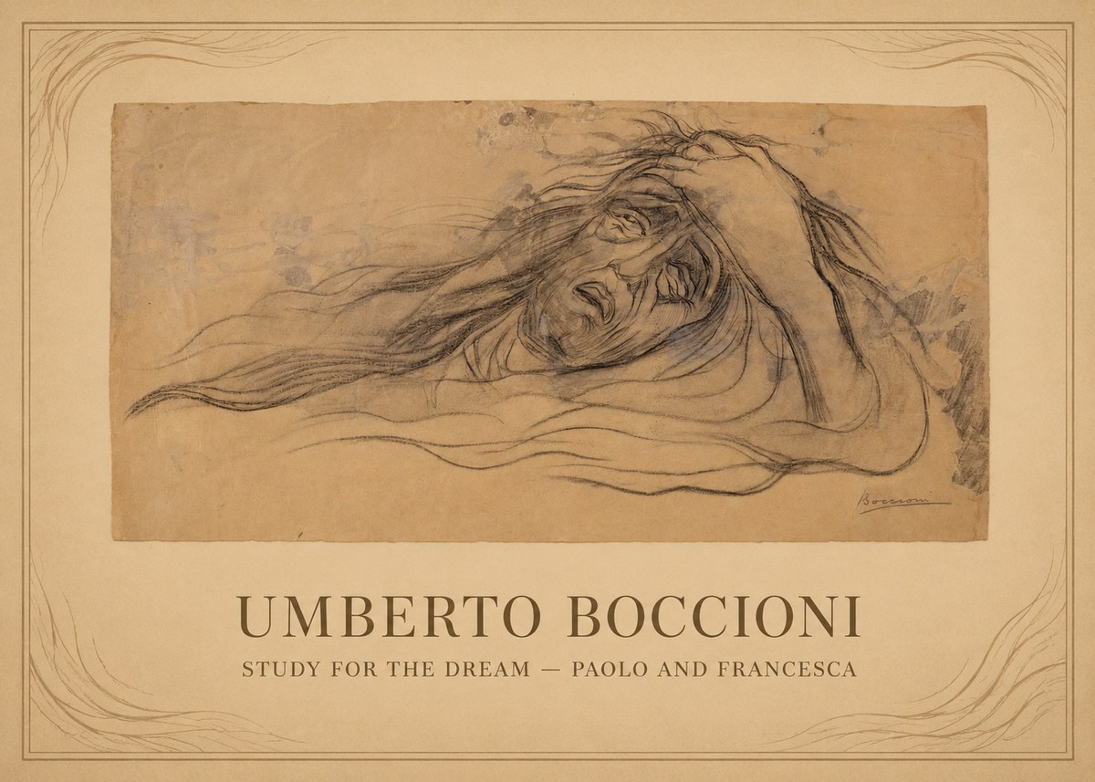 Umberto Boccioni Study for the Dream — Paolo and Francesca No1 - Affiche