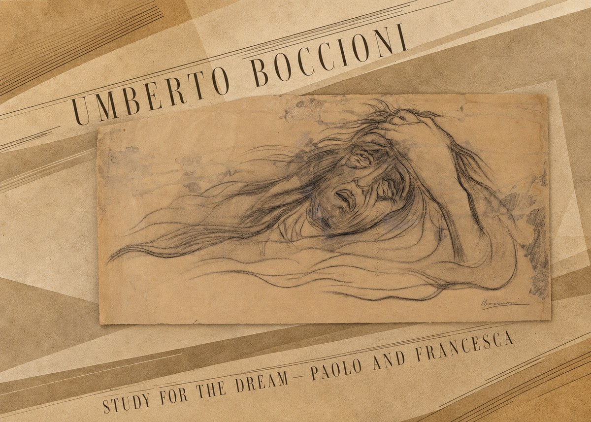 Umberto Boccioni Study for the Dream — Paolo and Francesca No4 - Affiche