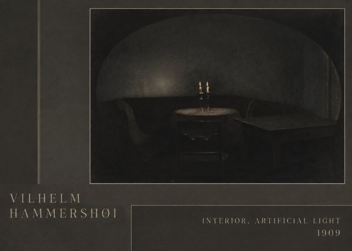 Vilhelm Hammershøi Interior, Artificial Light No2 - Affiche
