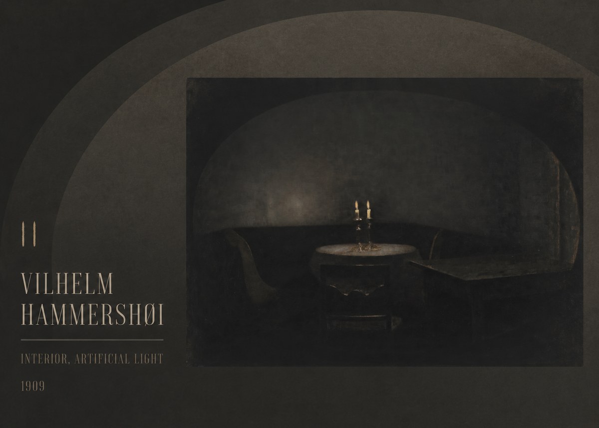 Vilhelm Hammershøi Interior, Artificial Light No3 - Affiche