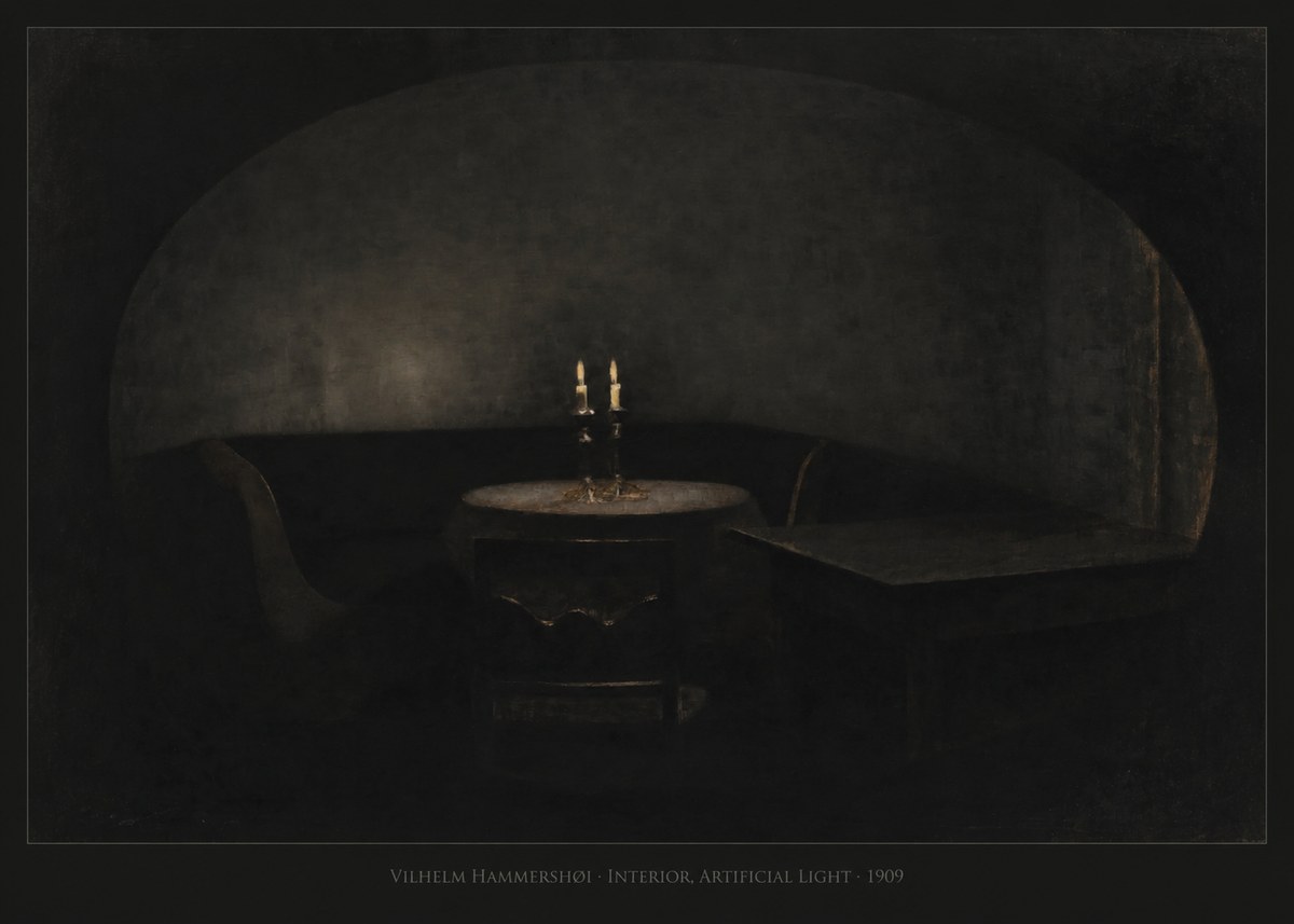 Vilhelm Hammershøi Interior, Artificial Light No5 - Affiche