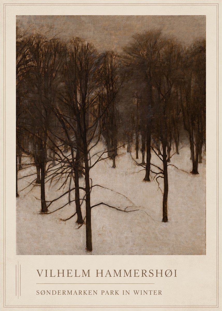 Vilhelm Hammershøi Søndermarken Park in Winter No1 - Affiche