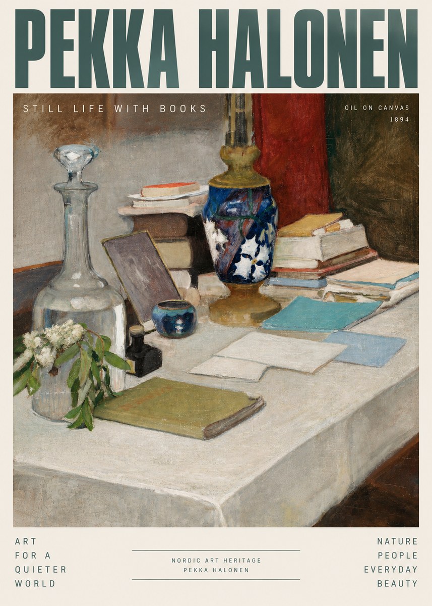 Pekka Halonen Still Life with Books No3 - Affiche