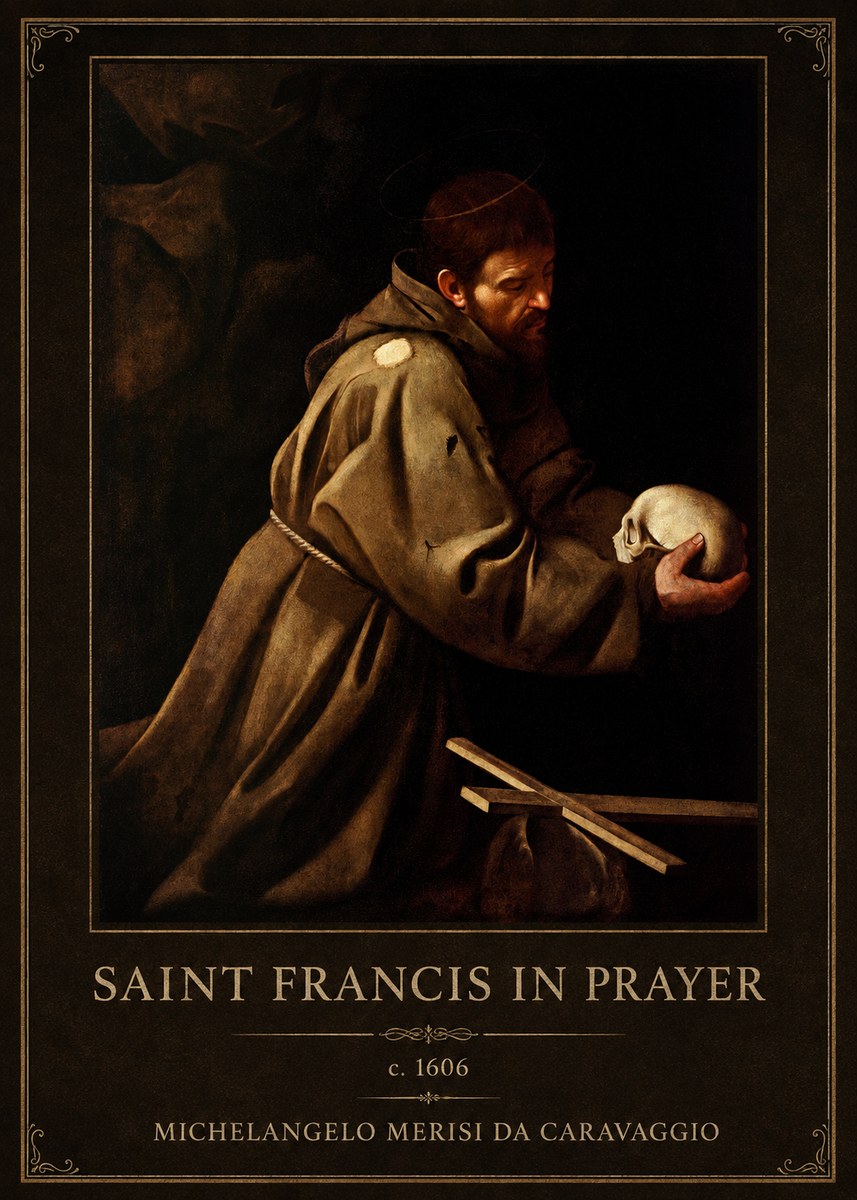 Michelangelo Merisi da Caravaggio Saint Francis in Prayer II No1 - Affiche