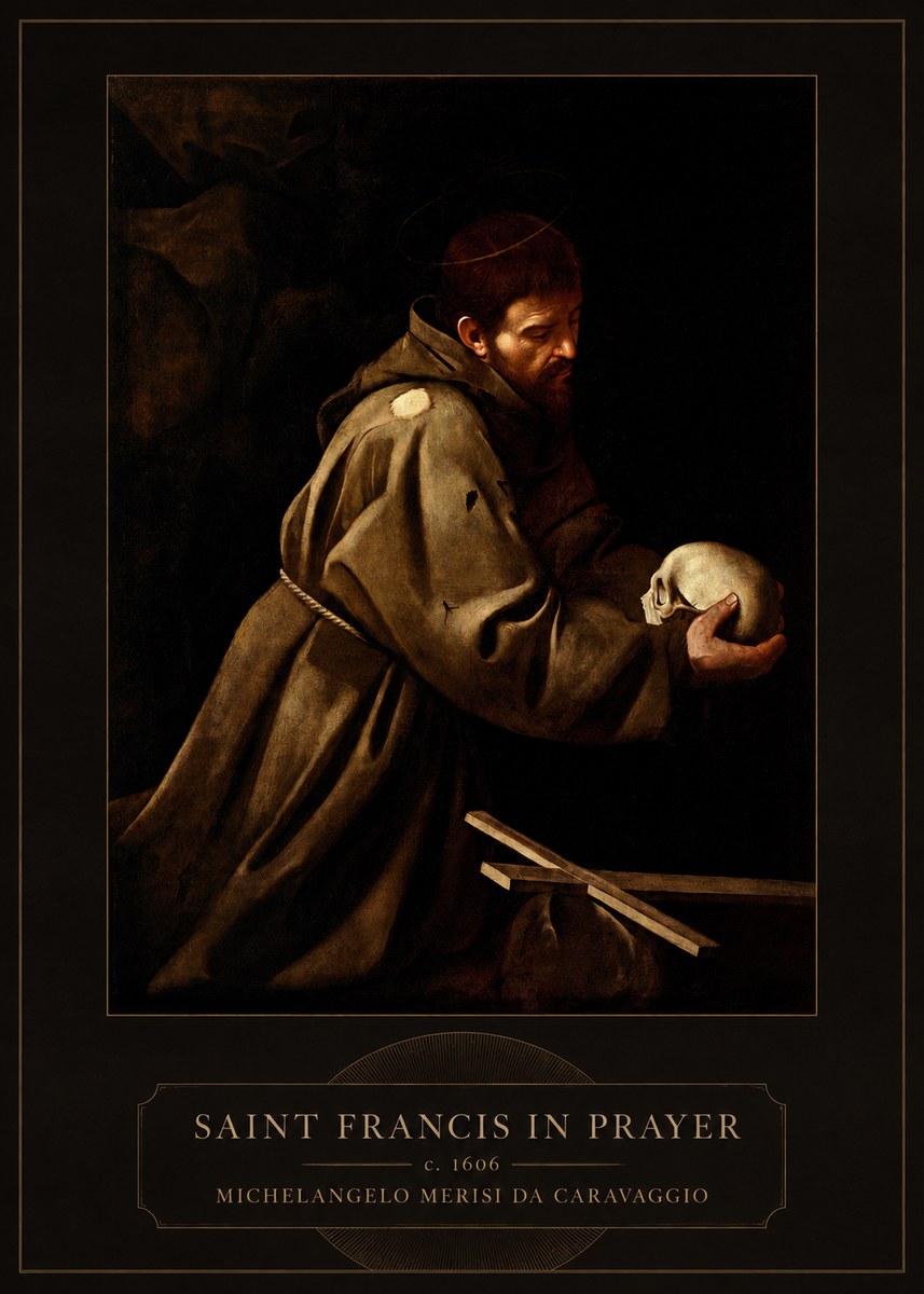 Michelangelo Merisi da Caravaggio Saint Francis in Prayer II No3 - Affiche