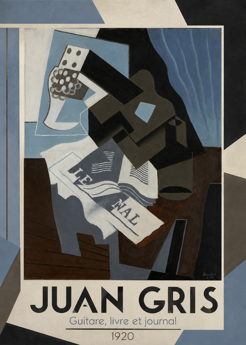 Juan Gris Guitare, Livre Et Journal No1 - Affiche