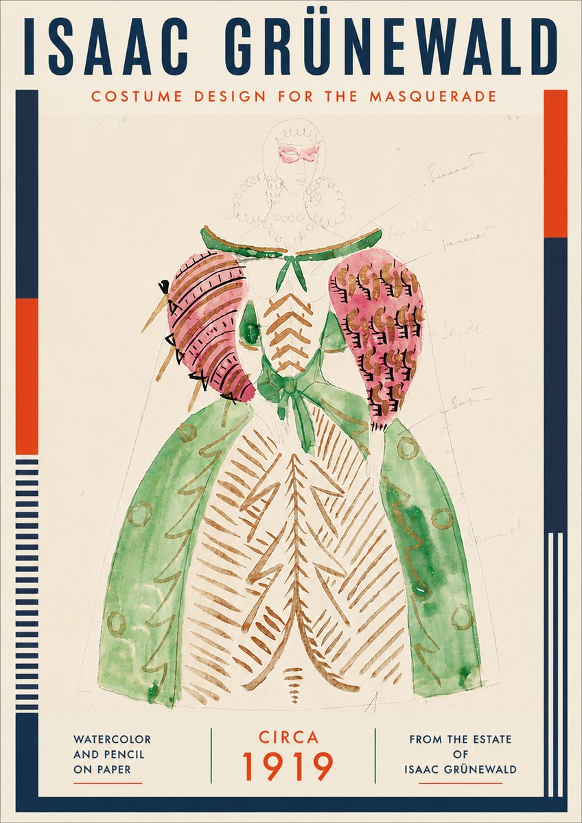Isaac Grünewald Costume Design for the Masquerade No5 - Affiche