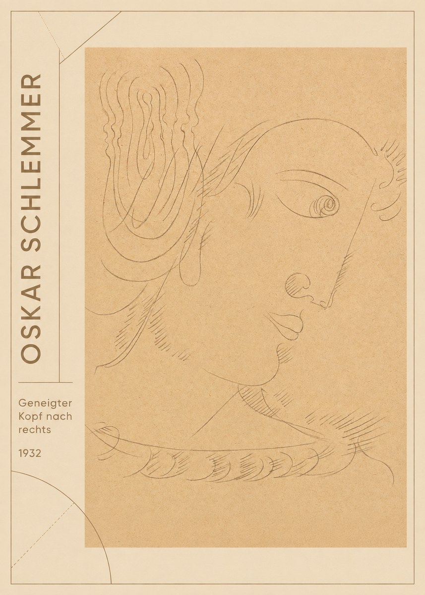 Oskar Schlemmer Geneigter Kopf Nach Rechts No2 - Affiche
