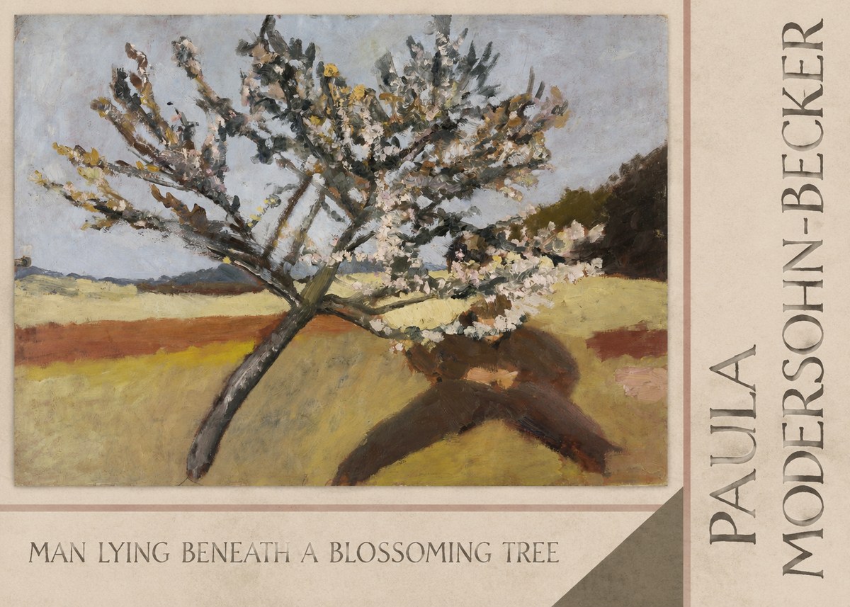 Paula Modersohn-Becker Man Lying Beneath a Blossoming Tree No2 - Affiche