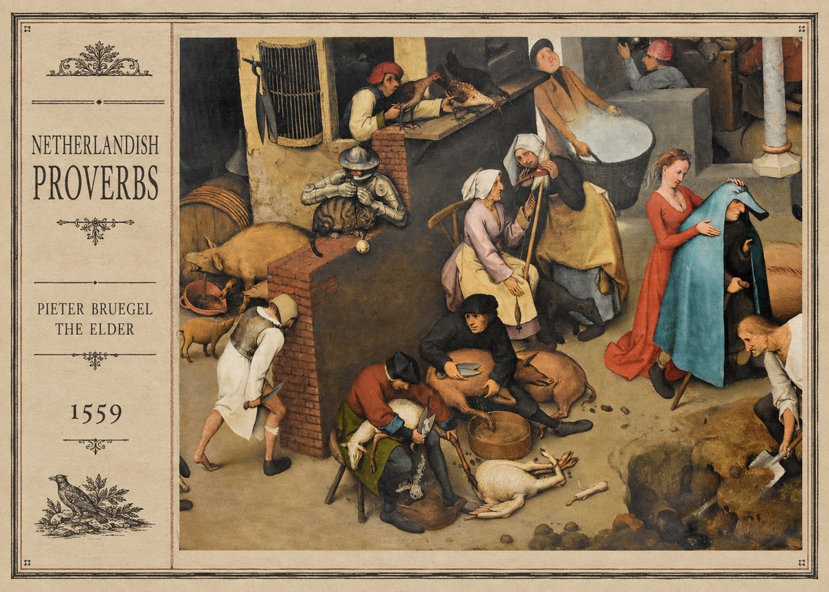 Pieter Bruegel Netherlandish Proverbs VIII No2 - Affiche