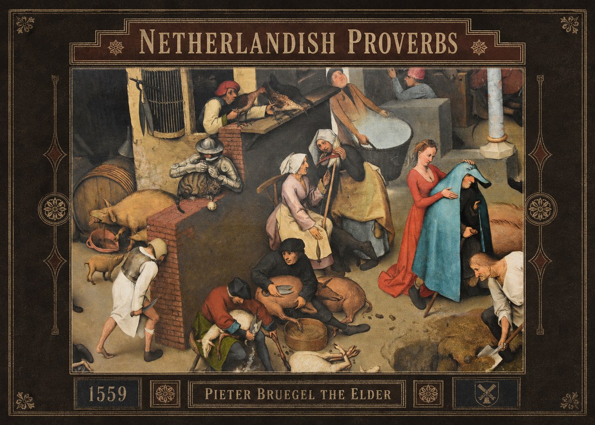 Pieter Bruegel Netherlandish Proverbs VIII No3 - Affiche