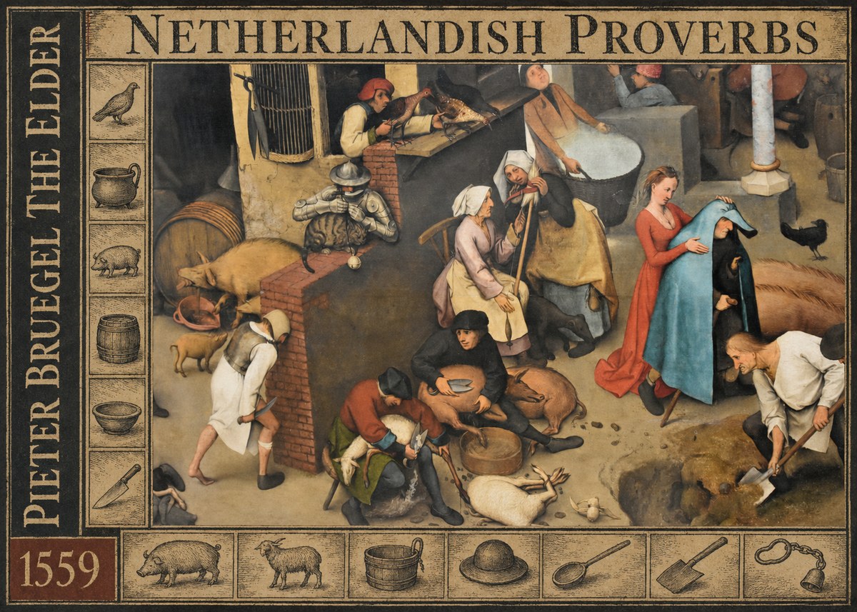 Pieter Bruegel Netherlandish Proverbs VIII No6 - Affiche