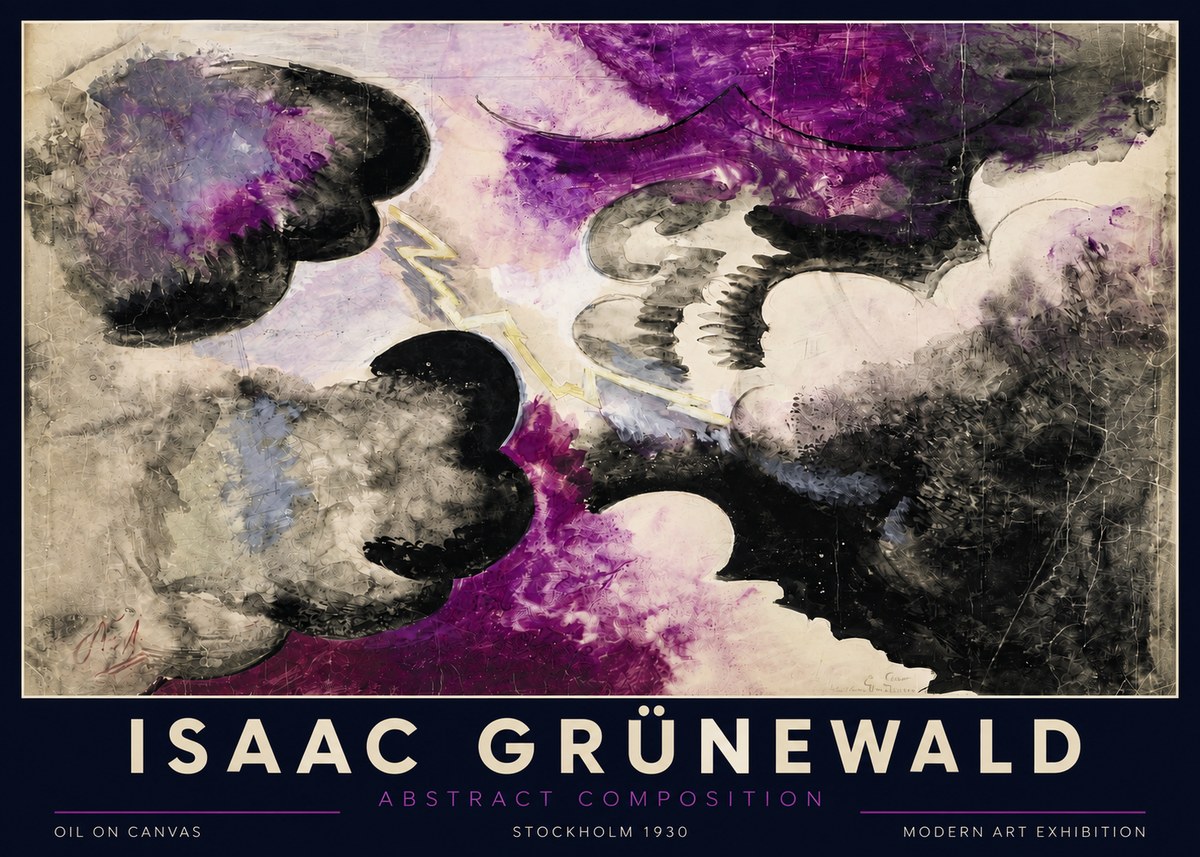 Isaac Grünewald Abstract Composition No3 - Affiche