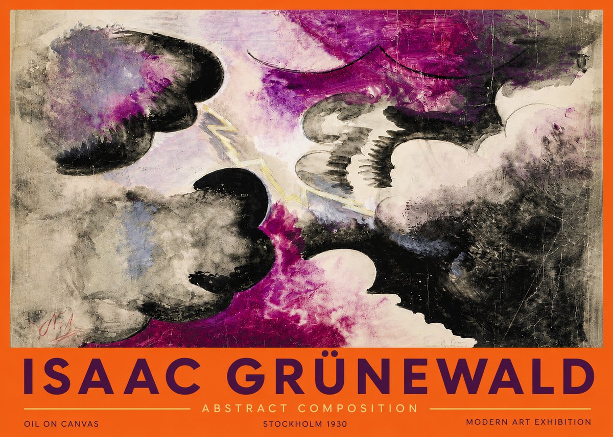 Isaac Grünewald Abstract Composition No4 - Affiche