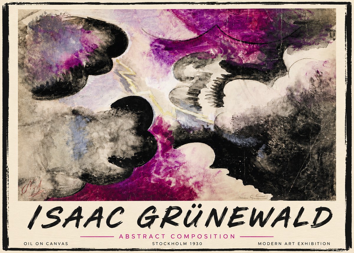 Isaac Grünewald Abstract Composition No5 - Affiche