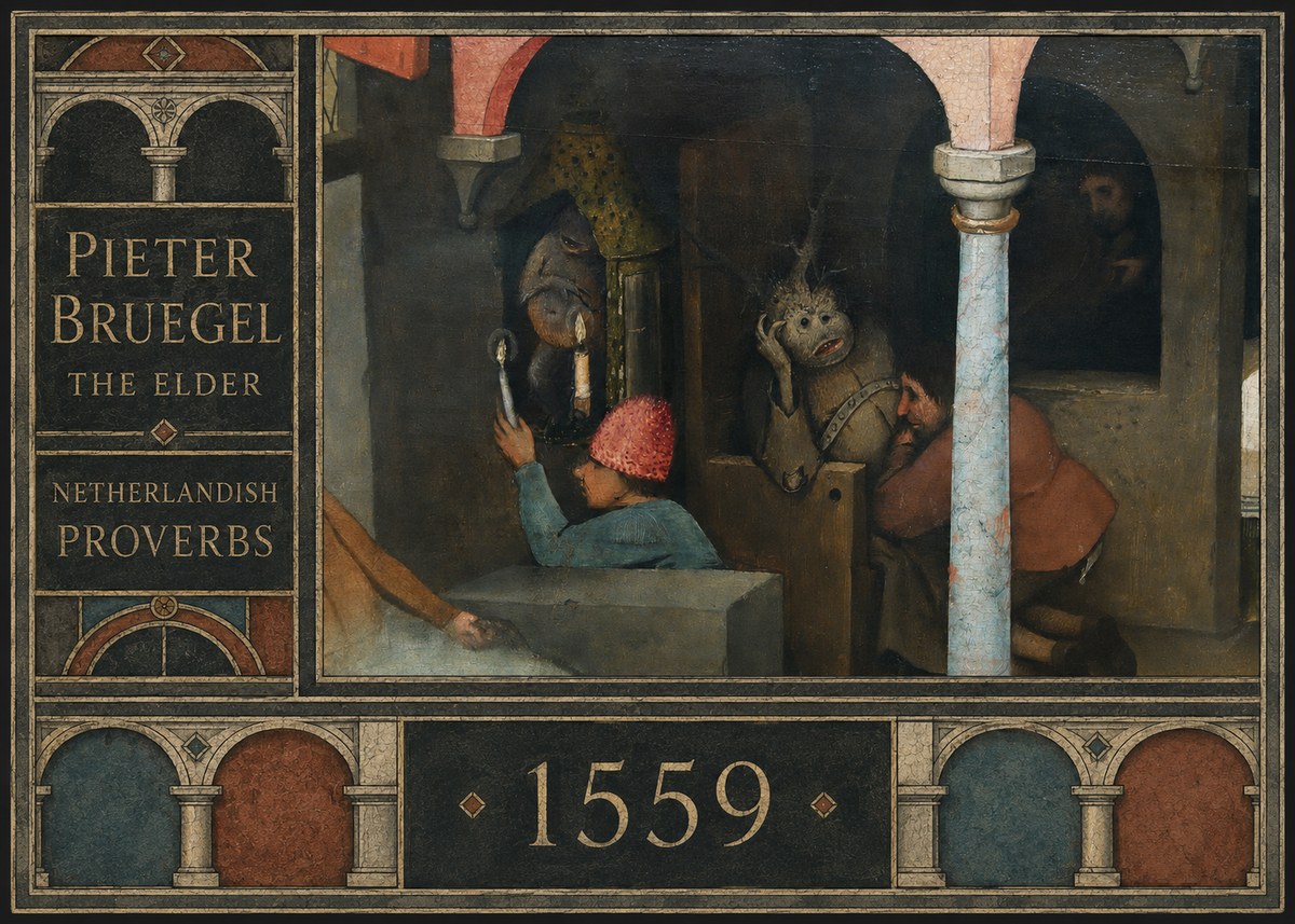 Pieter Bruegel Netherlandish Proverbs IX No2 - Affiche