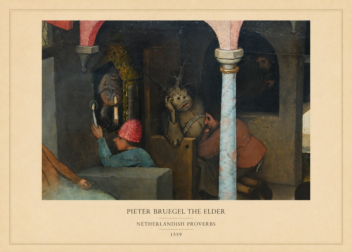 Pieter Bruegel Netherlandish Proverbs IX No5 - Affiche