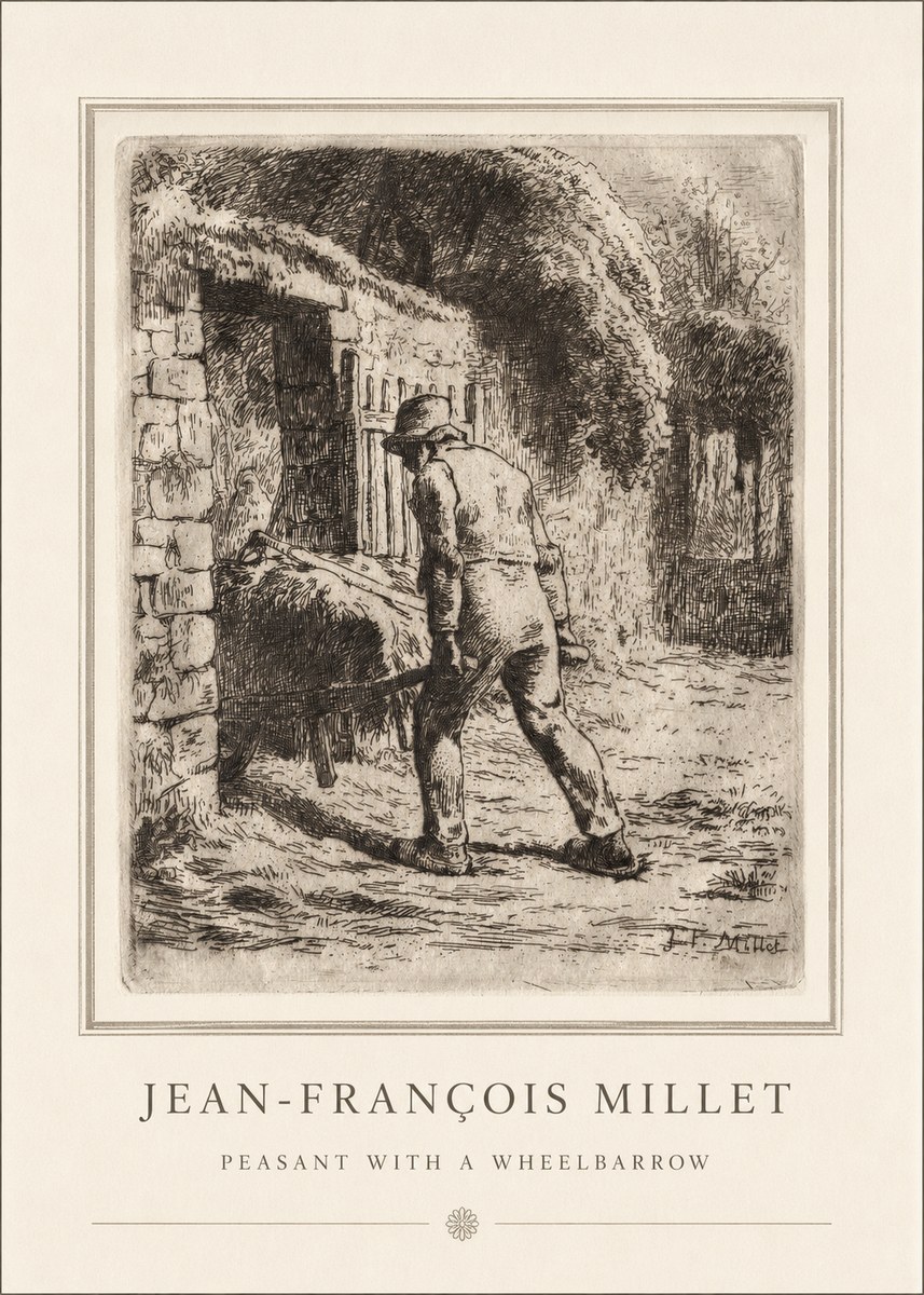Jean-François Millet Peasant with a Wheelbarrow No4 - Affiche