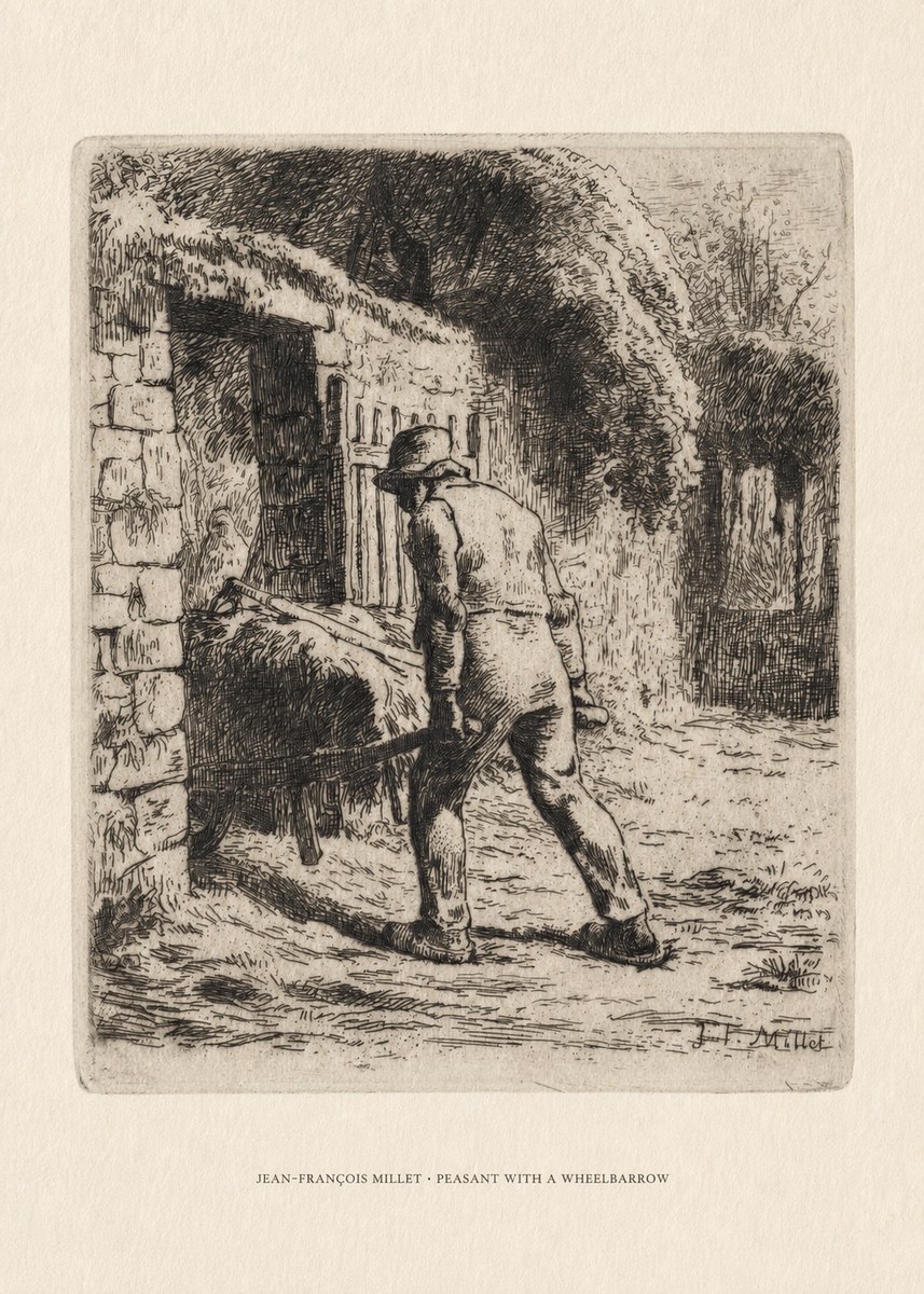 Jean-François Millet Peasant with a Wheelbarrow No6 - Affiche