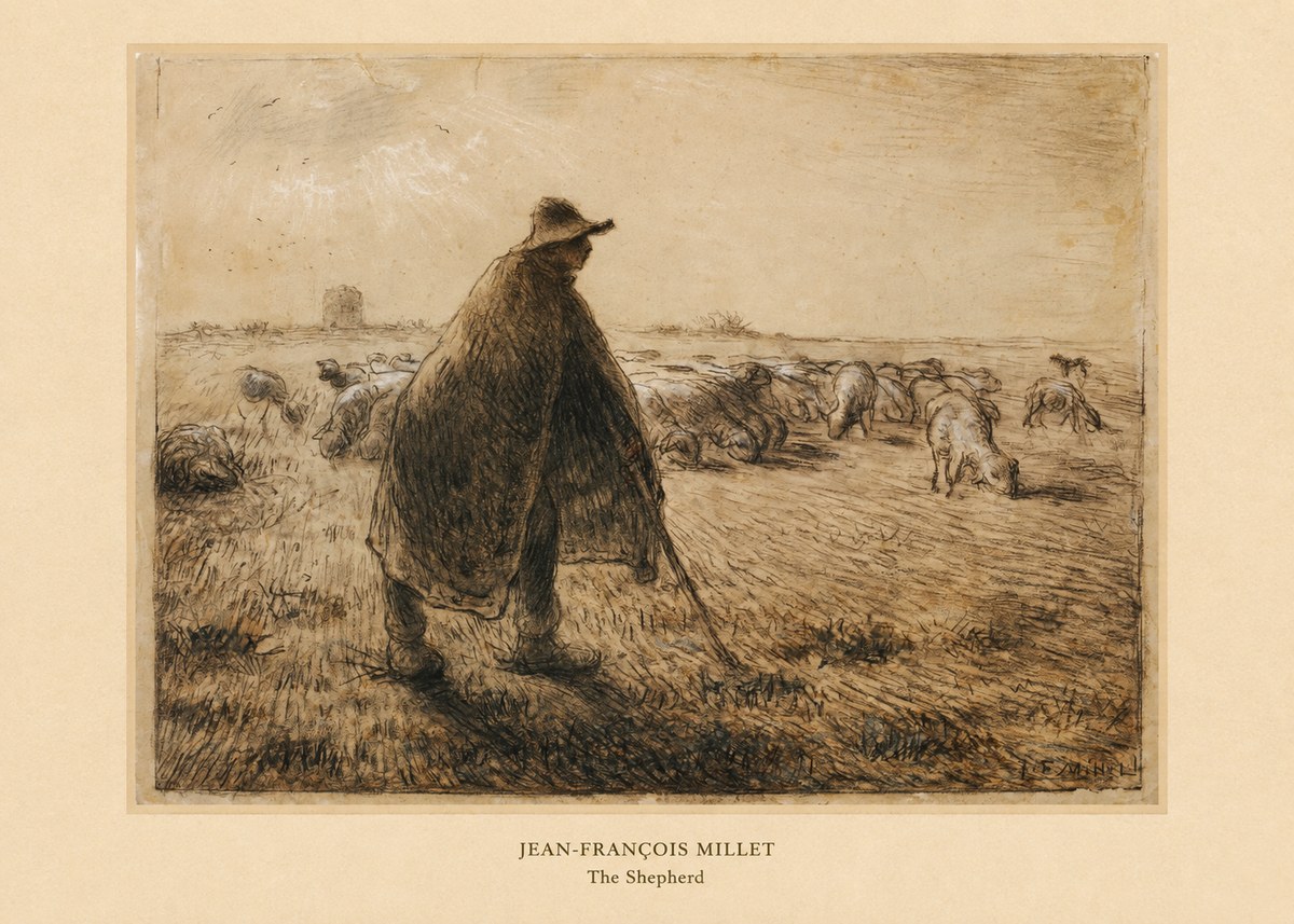 Jean-François Millet The Shepherd No6 - Affiche