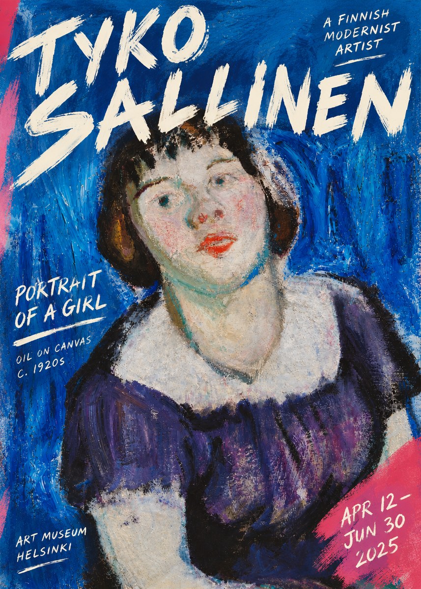 Tyko Sallinen Portrait of a Girl II No3 - Affiche