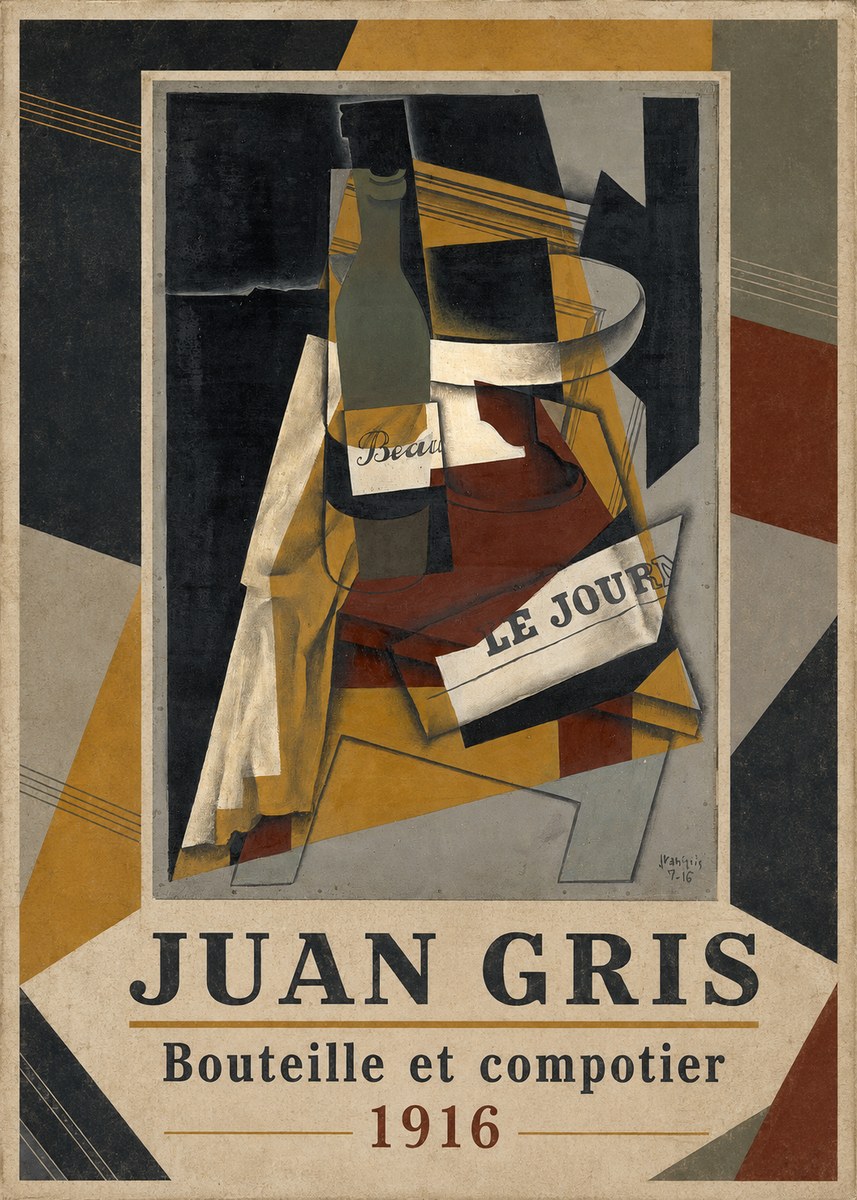 Juan Gris Bouteille Et Compotier No1 - Affiche