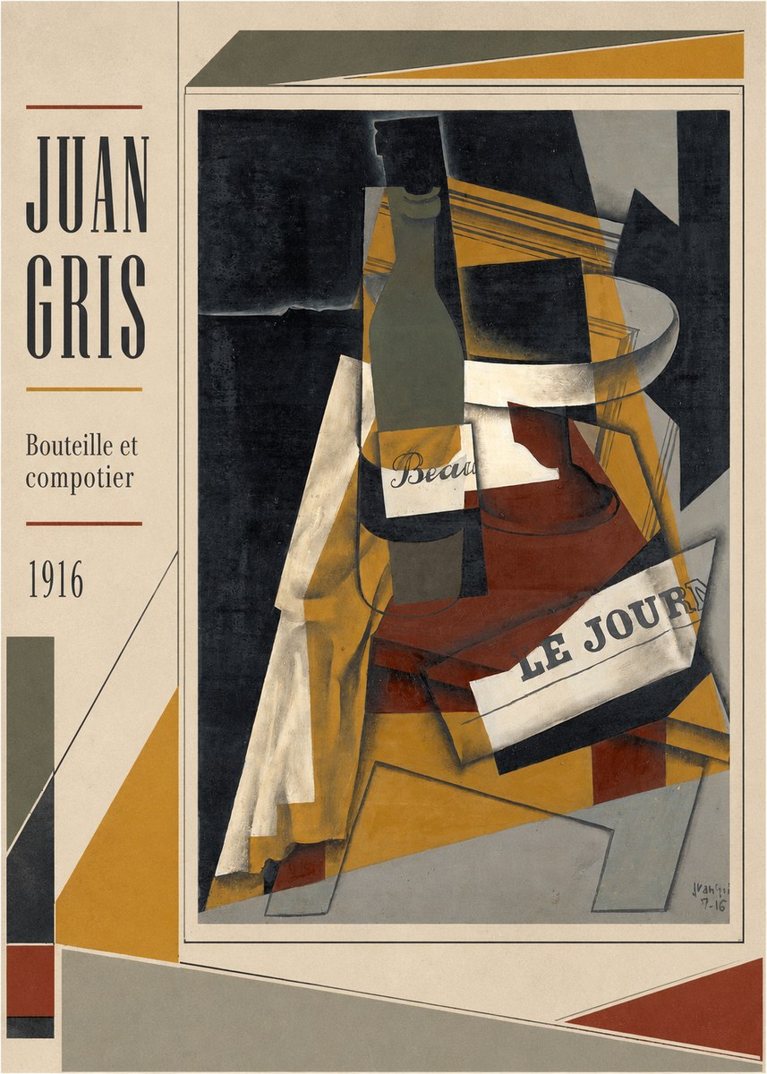 Juan Gris Bouteille Et Compotier No5 - Affiche