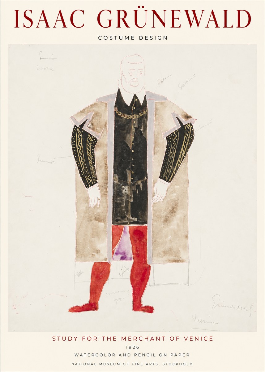 Isaac Grünewald Study for the Merchant of Venice No1 - Affiche