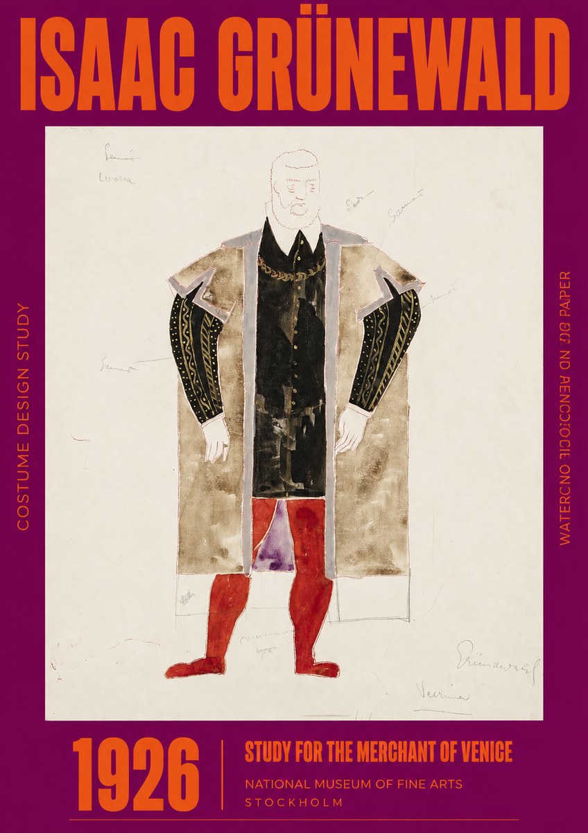Isaac Grünewald Study for the Merchant of Venice No2 - Affiche