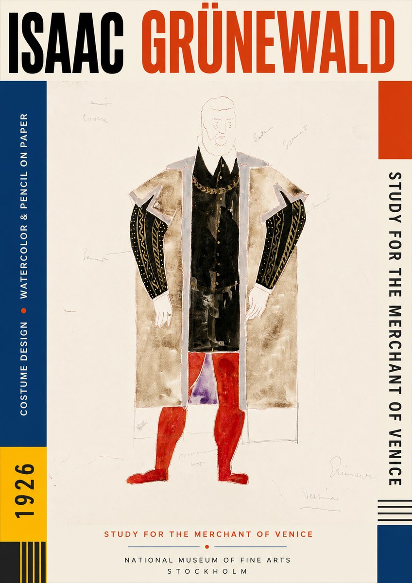 Isaac Grünewald Study for the Merchant of Venice No4 - Affiche