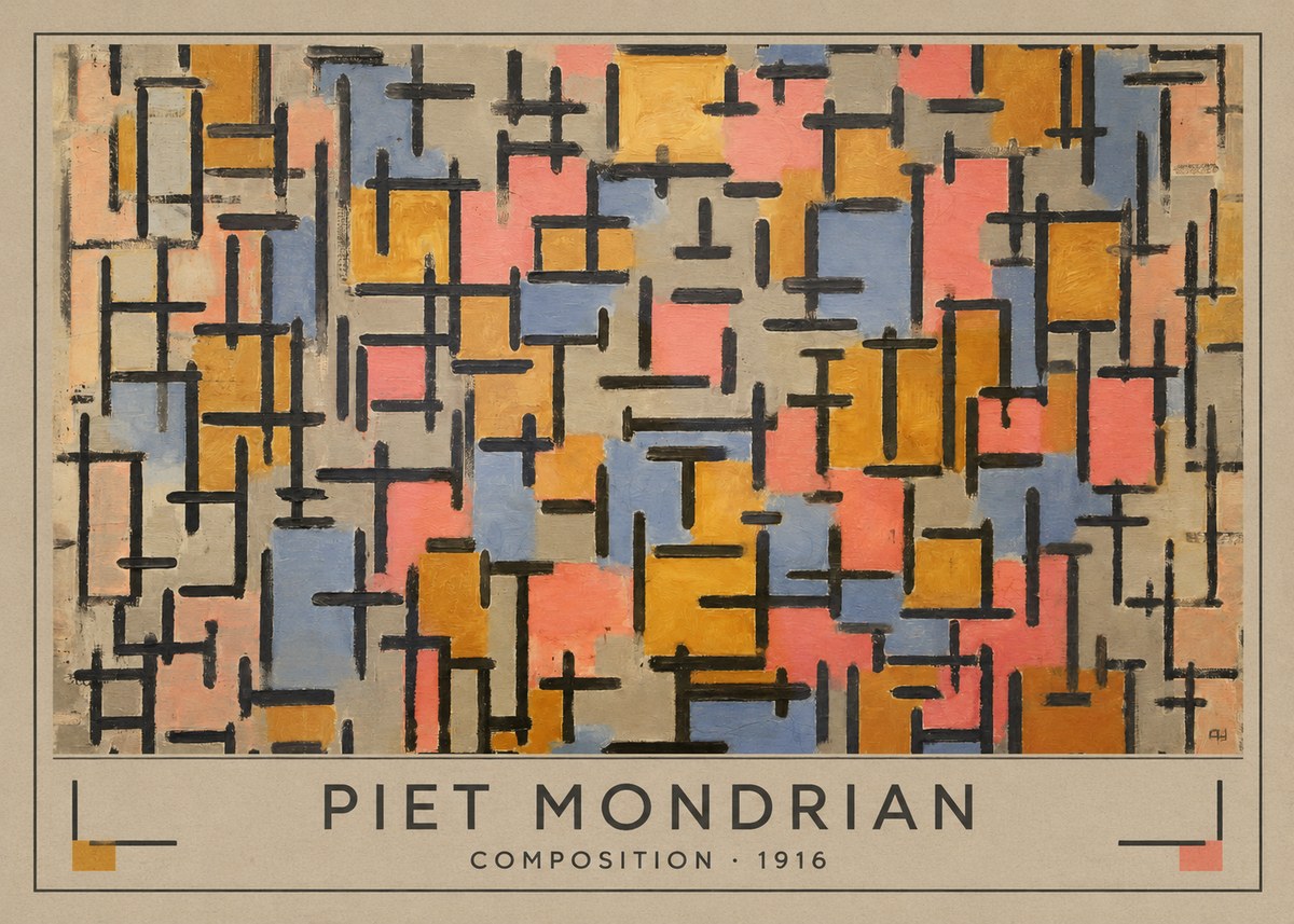 Piet Mondrian Composition No3 - Affiche