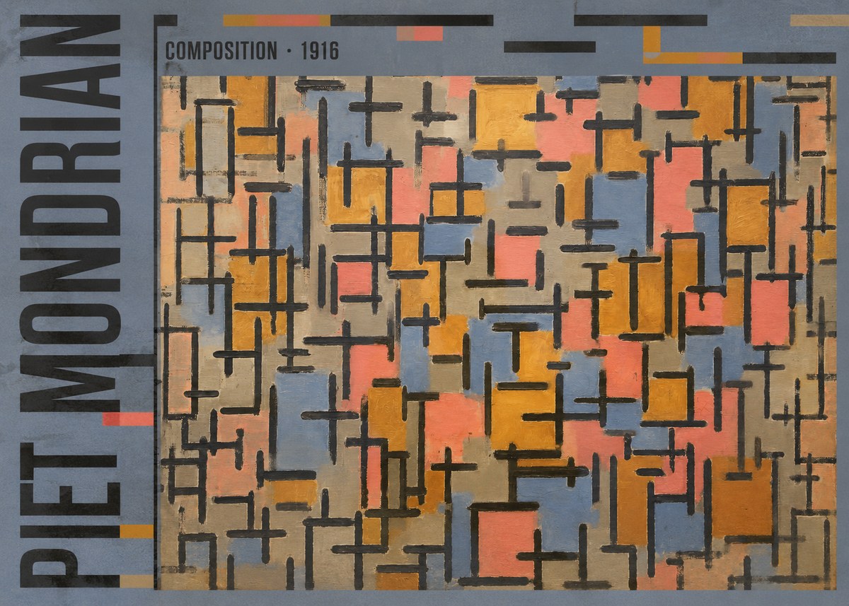 Piet Mondrian Composition No5 - Affiche