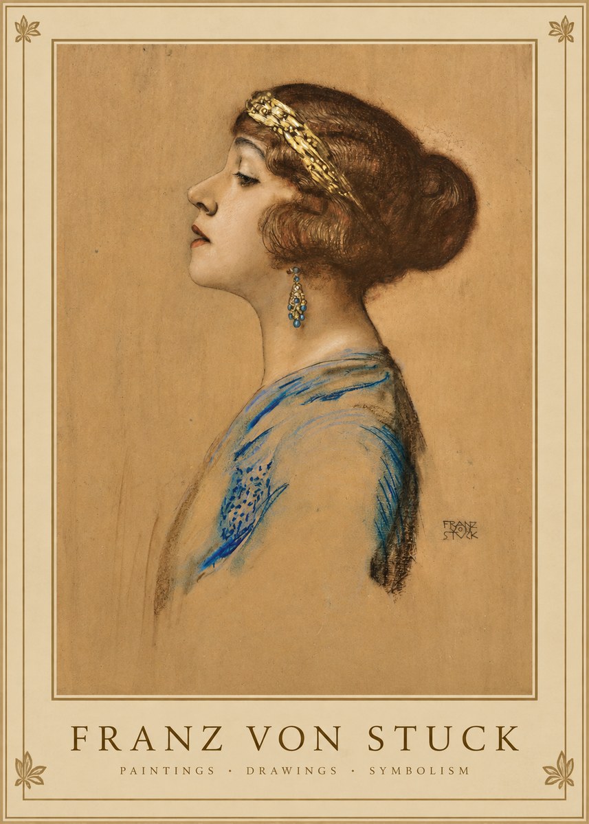 Franz von Stuck Head of a Girl No1 - Affiche