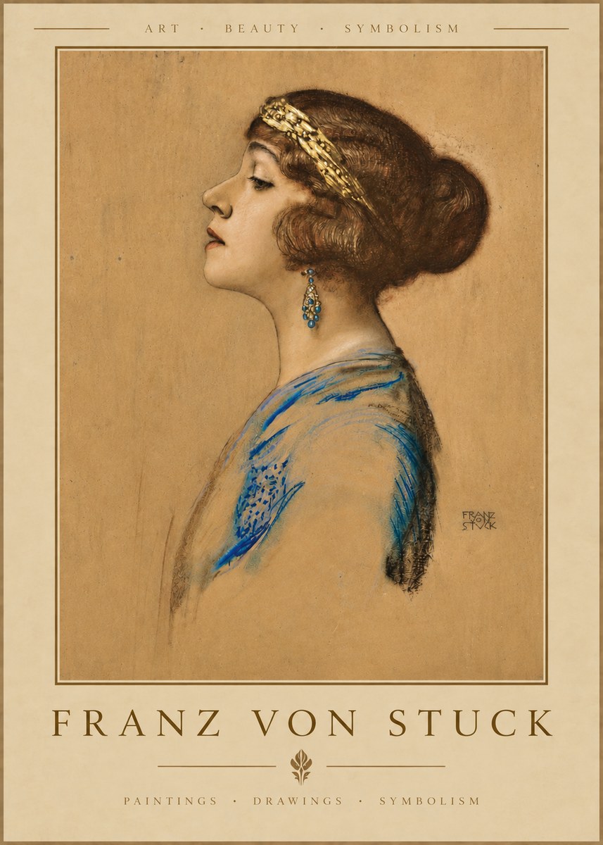Franz von Stuck Head of a Girl No3 - Affiche
