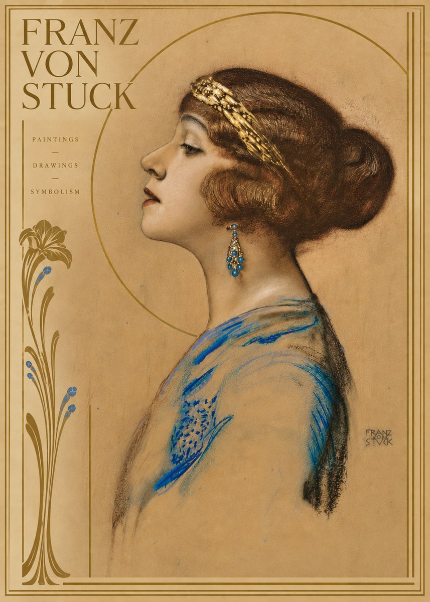 Franz von Stuck Head of a Girl No6 - Affiche