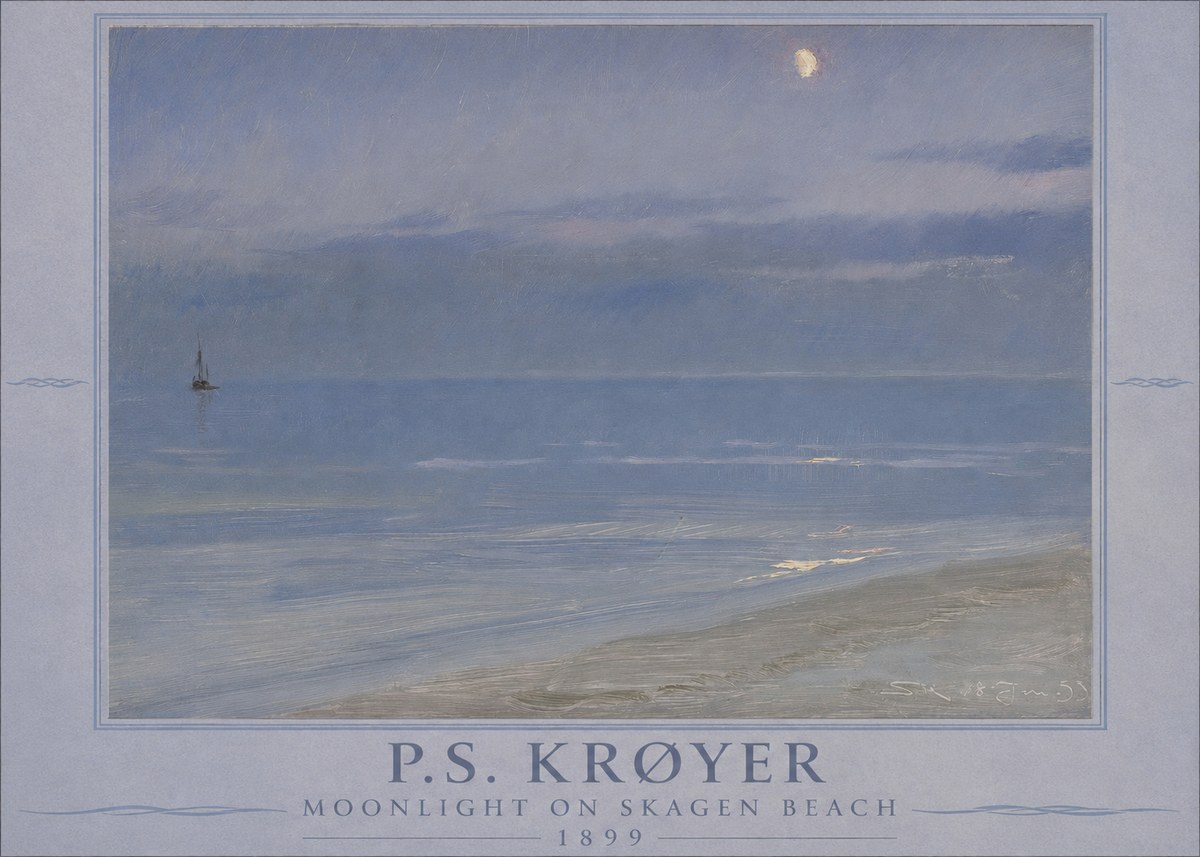 P.S. Krøyer Moonlight on Skagen Beach No1 - Affiche