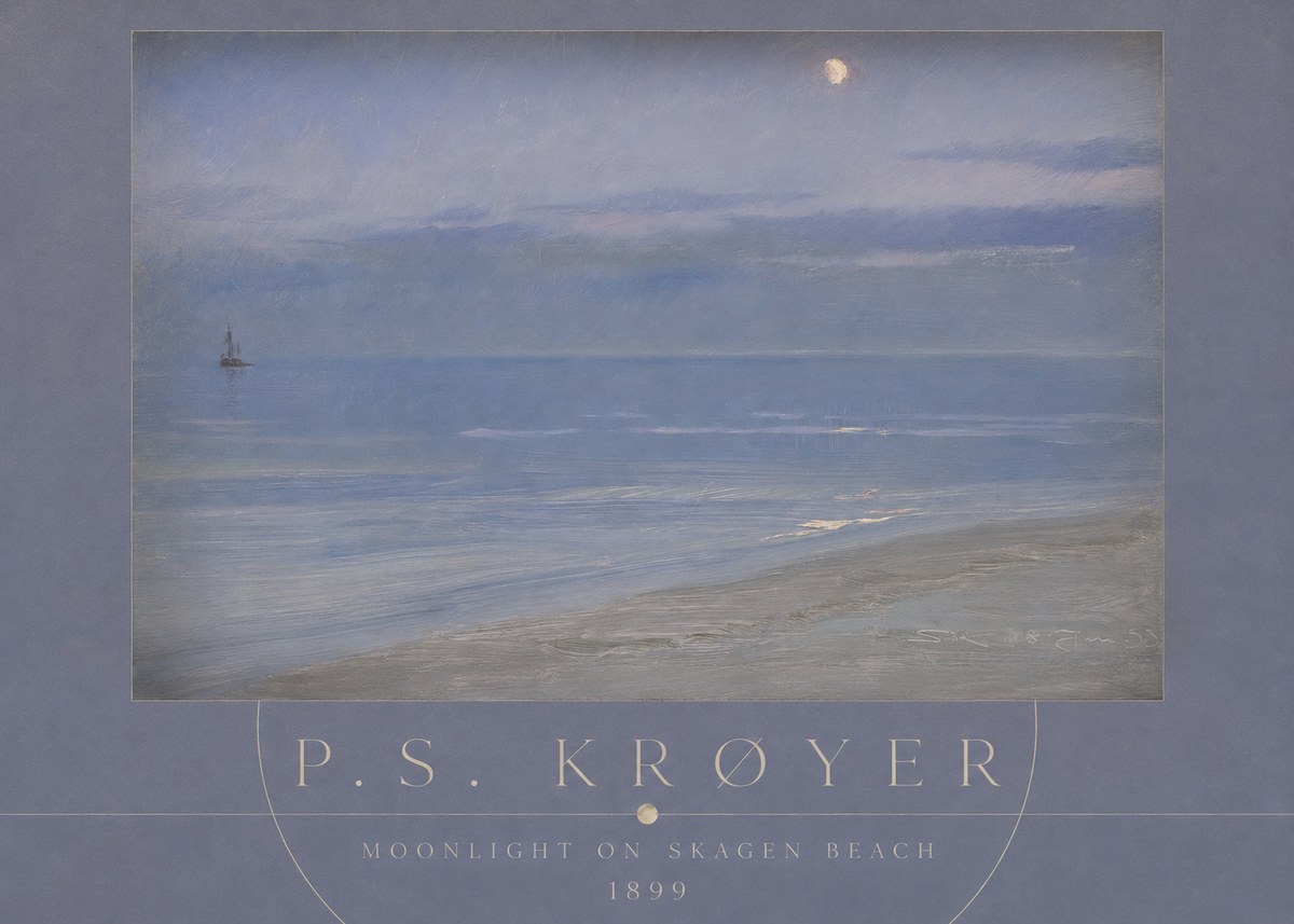 P.S. Krøyer Moonlight on Skagen Beach No3 - Affiche