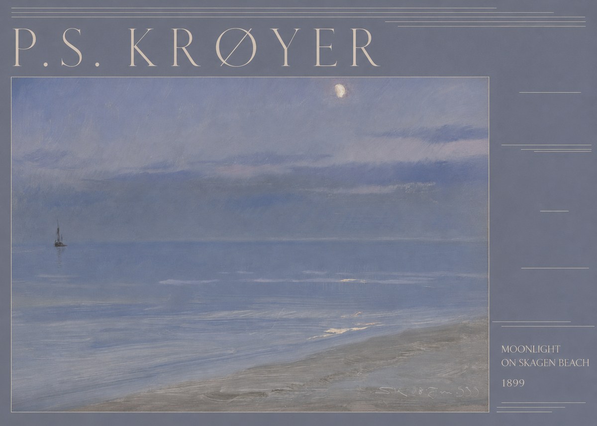 P.S. Krøyer Moonlight on Skagen Beach No5 - Affiche