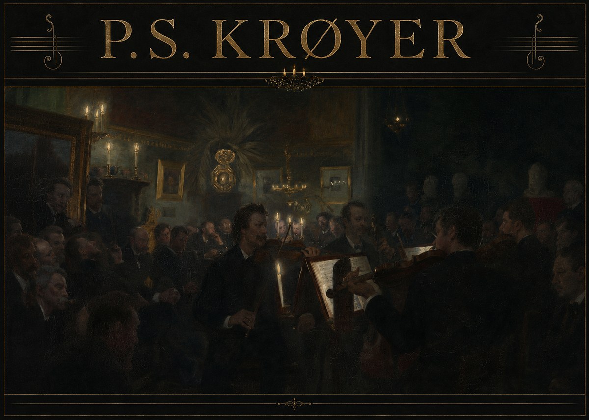 P.S. Krøyer An Evening at Høeberg's Home No3 - Affiche
