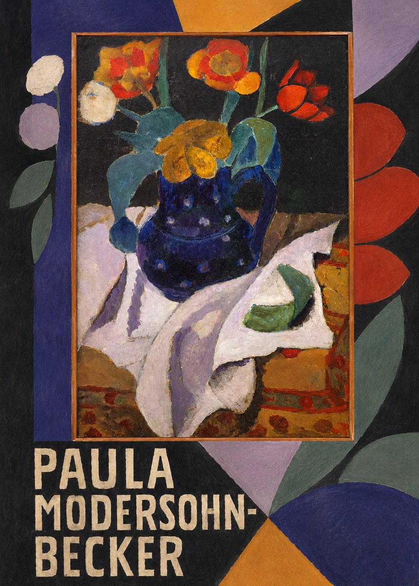 Paula Modersohn-Becker Still Life with Blue Jug and Flowers No5 - Affiche
