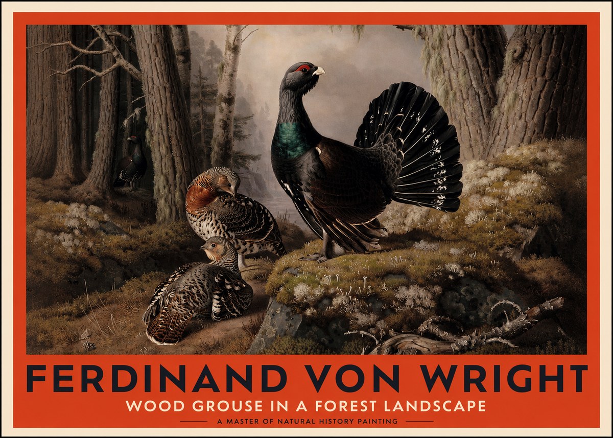 Ferdinand von Wright Wood Grouse in a Forest Landscape No2 - Affiche