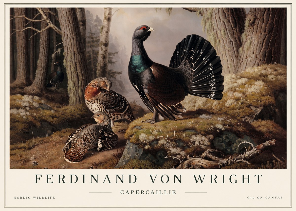 Ferdinand von Wright Wood Grouse in a Forest Landscape No5 - Affiche