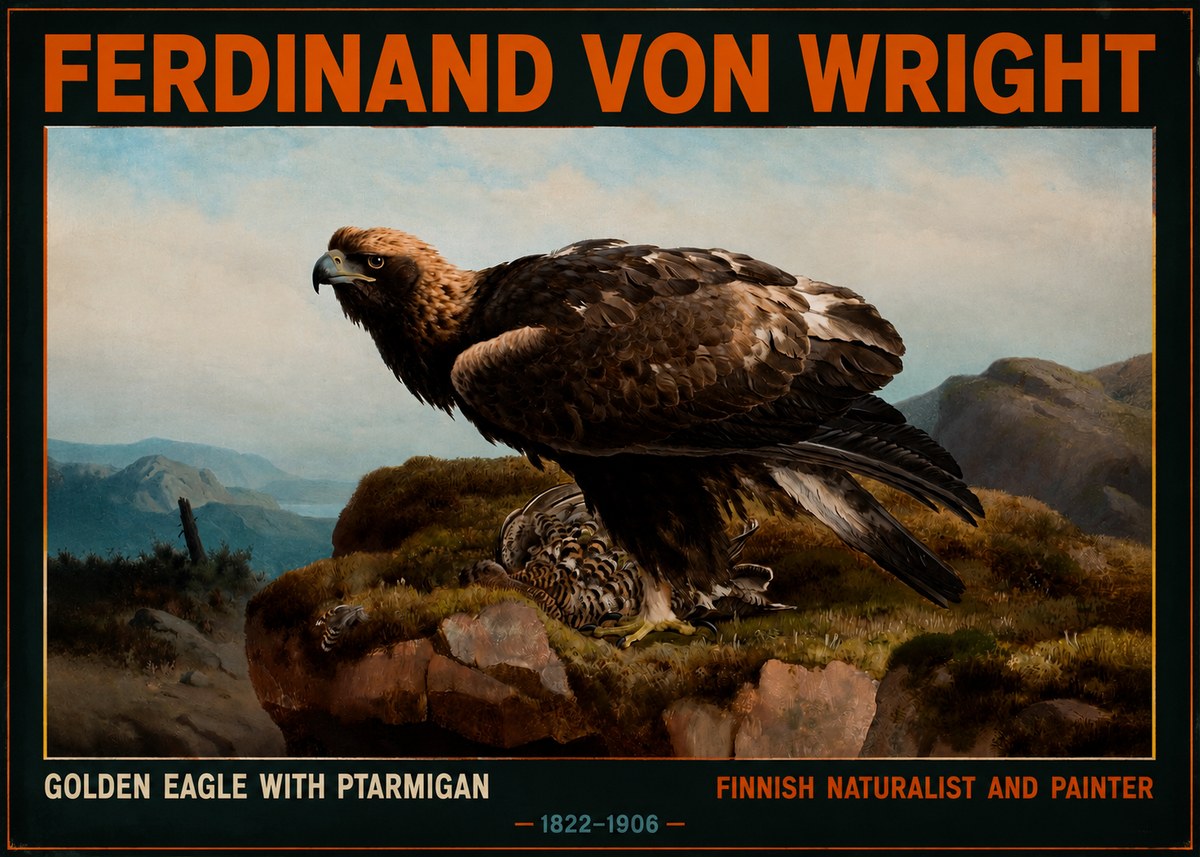 Ferdinand von Wright Golden Eagle with Ptarmigan No2 - Affiche
