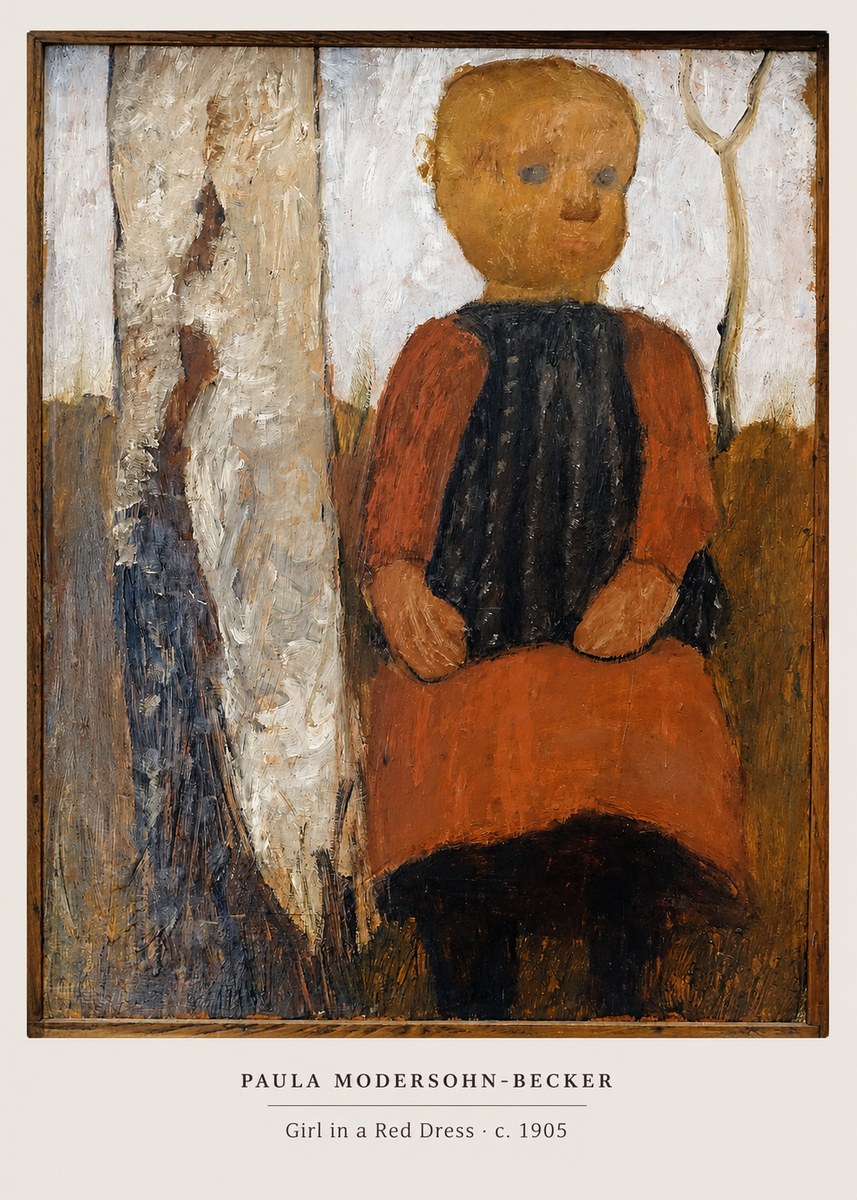 Paula Modersohn-Becker Girl in a Red Dress No5 - Affiche
